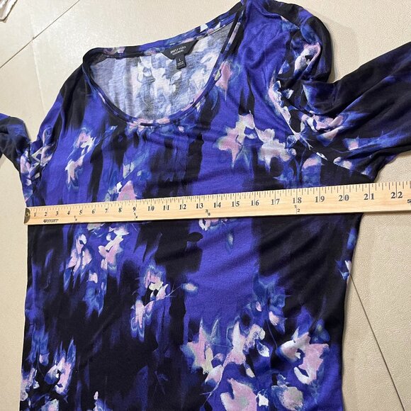 Simply Vera Vera Wang Floral Long-Sleeve Blouse Size L - Picture 6 of 8
